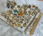 Vtg 1980s-90s Gold Tone Plate Bling Wear Repair Scrap Junk Costume Jewelry Lot