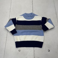 Striped Knit Sweater Youth 2-3Y Blue Navy Gray White Pullover Crewneck Toddler