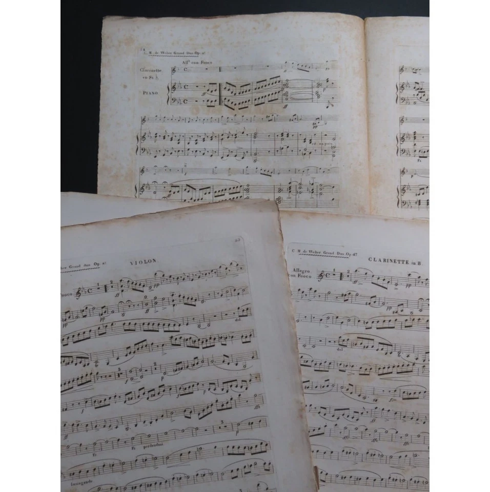 WEBER Grand Duo Concertant op 48 Piano Clarinette ou Violon ca1820 - Photo 3/4