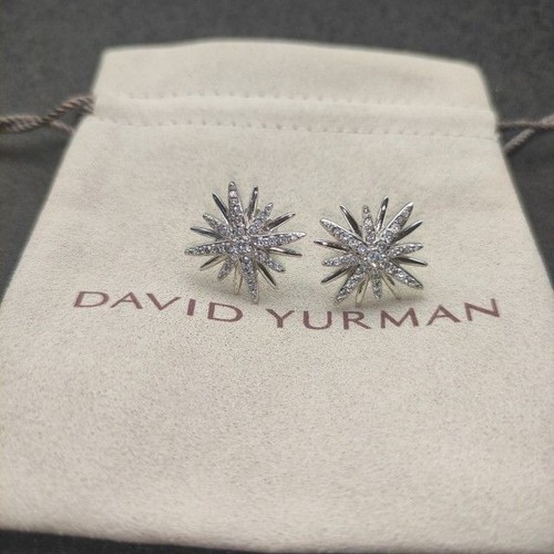David Yurman Starburst Stud Earrings Sterling Silver with Diamonds, 19mm