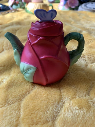 Vintage Mini Teapot Floral Rose & Butterfly Avon Season Treasures 1995