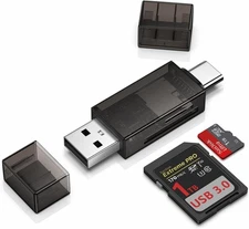 SD Card Reader, High-Speed USB C to Micro SD Card Adapter USB 3.0 Dual Slots,...