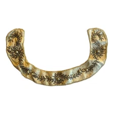 VTG BEADED WOMENS DRESS Embellished COLLAR Blouse Ivory Japan Clip On Victorian