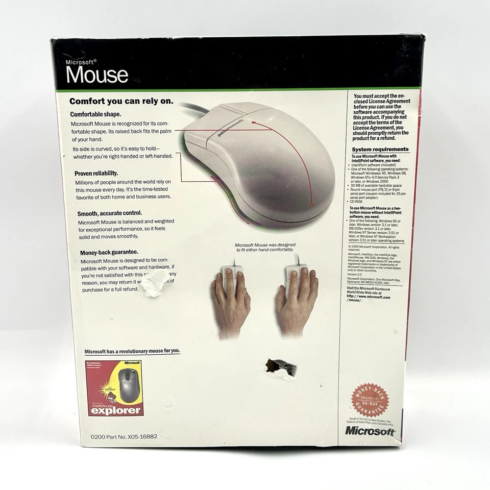 Microsoft 2 Button Mouse 2.0 Intellipoint 365-00084 HDWR WIN32 Computer New PS/2 - Image 4 of 4