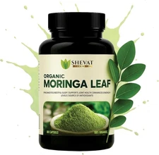 Organic Moringa Leaf Capsules 1000mg – Pure & Natural Moringa Powder, 90ct.