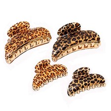 4 Pcs Hair Claw Banana Clips tortoise Shell Claw Hair Clip,Large Size Leopard