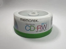 NEW Memorex CD-RW 25 Pack, High speed, 12X, 700MB, 80min, CDs Silver Color