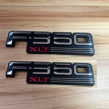 2x Set For 92-97 F350 Xlt Emblem Name Plate Side Badges Chrome
