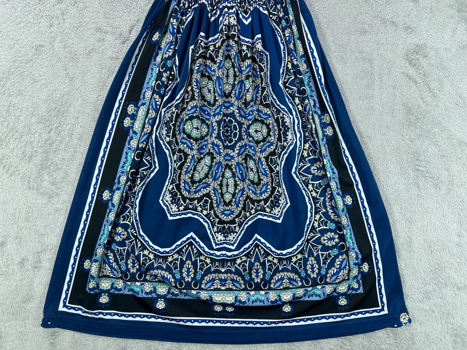 Mini Vestido CristinaLove Y2K Sin Tirantes Para Mujer Azul Floral Vestido Calado Mediano Foto 3 de 4