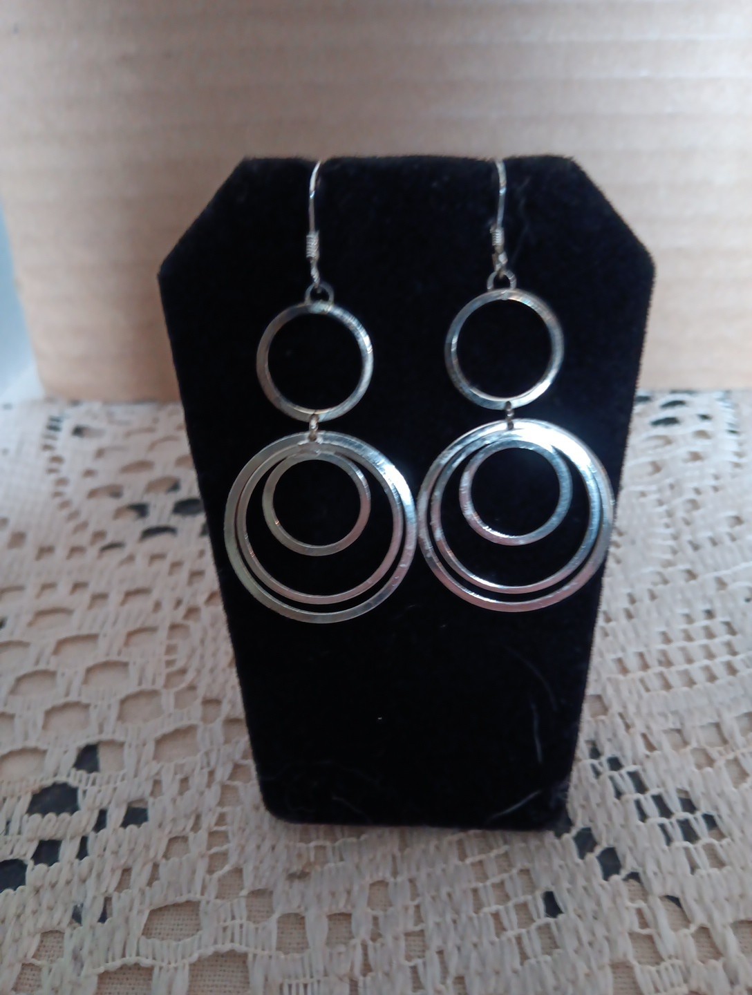Sterling Silver Nested Circle Dangle Earrings - image 2