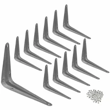 12 Pcs 4" x 5" in Utility Metal Wall Corner Shelving Shelf Brackets Support Gray