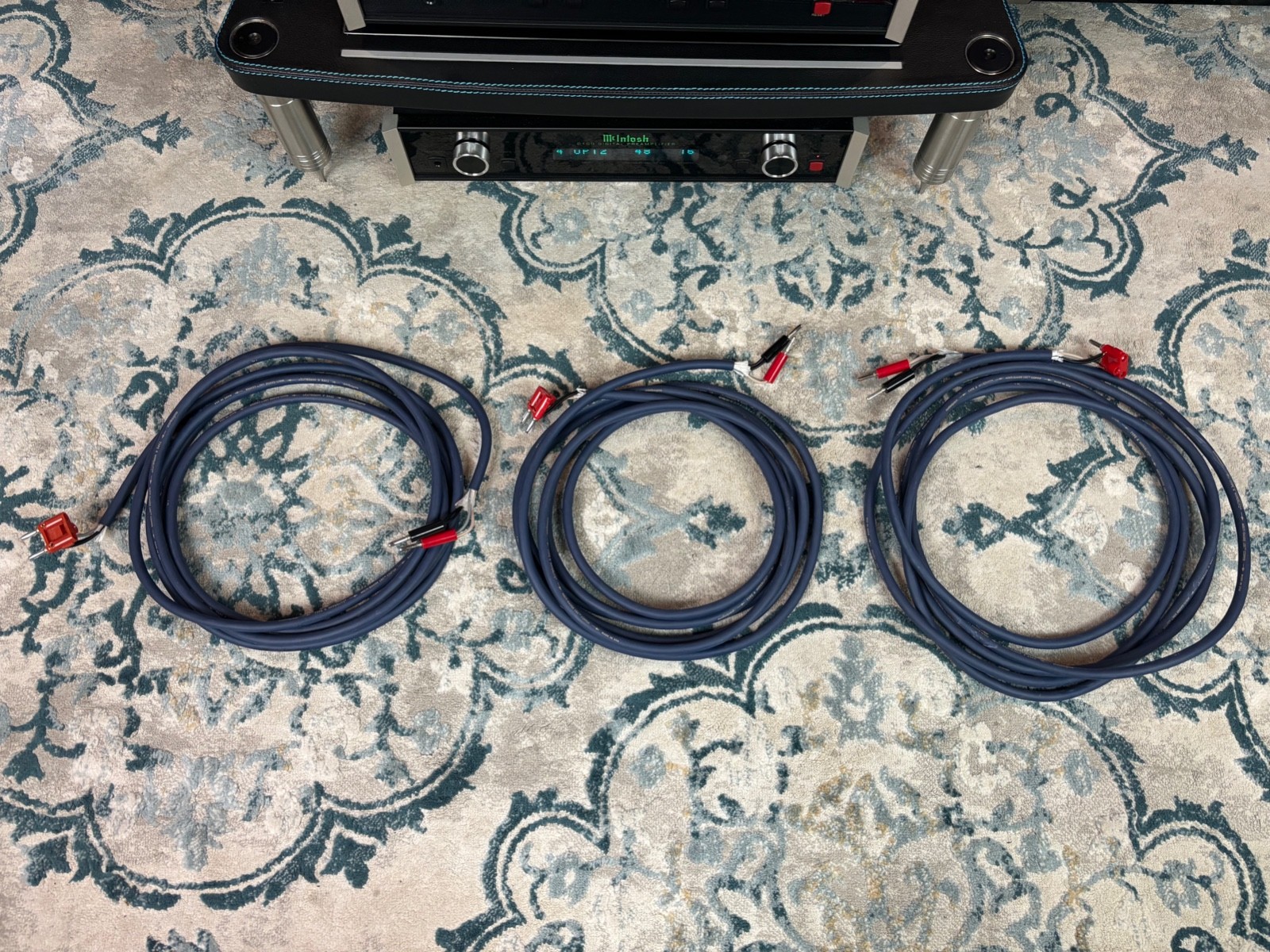 Audioquest Type 4 Speaker Cable Hyperlitz LGC Copper Blue - 15 Ft Trio - Banana