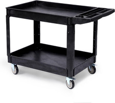 Heavy Duty Rolling Utility Cart, 2 Tier Service Cart with Wheels, Ergonomic Stor