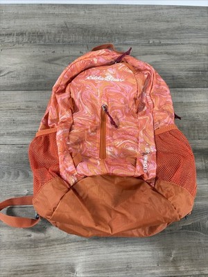 Eddie Bauer Packable Stowaway Backpack 20L Hiking Marbled Orange Travel