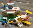 Vintage Fisher Price Little People Play Family Jetport Airport W/ Plane & Extras