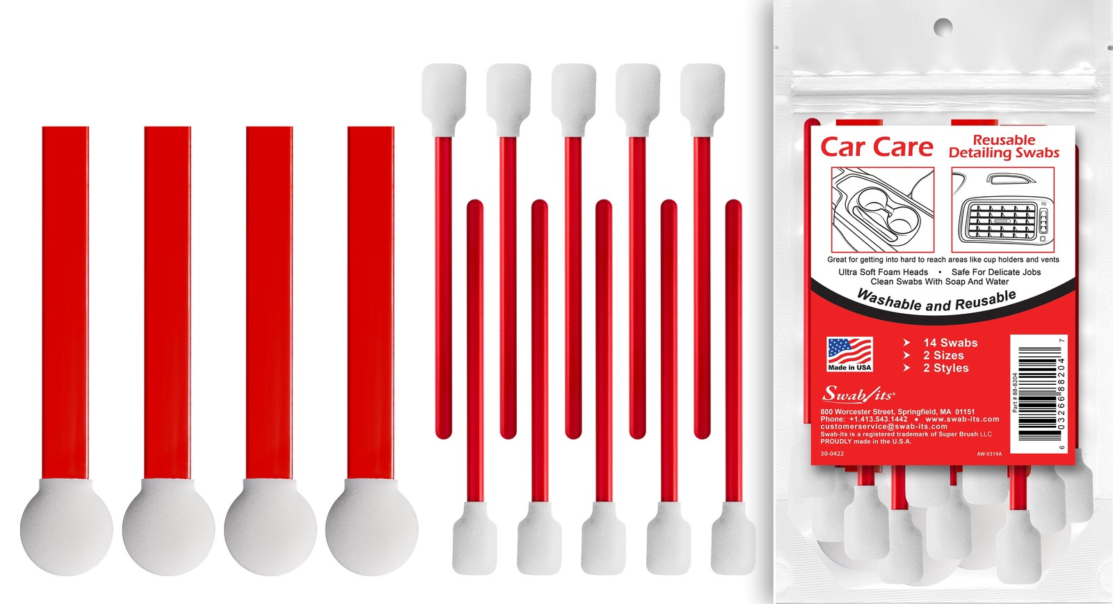 New Swab-its Car Care Detailing, 14 Washable and Reusable Foam Cleaning Swabs