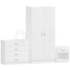 Modern Bedroom Furniture Set 3 Pcs Chest of Drawers Wardrobe Bedside