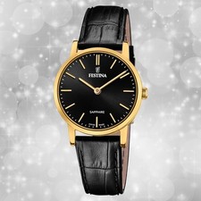 Orologio da donna Festina Swiss Made orologio da polso in pelle nero UF20017/3