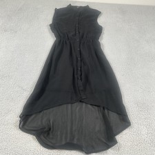 Forever 21 Shirt Dress Womens Large Black Hi Low Sleeveless Chiffon Button Front