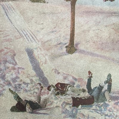 Children Sledding Tobogganing Stereoview Keystone View Co. 1892 Winter Scene