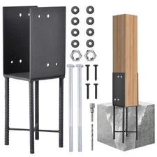 4-Pack U-Shaped Post Base for Wood Posts, Heavy Duty Steel Fence/Deck Holder