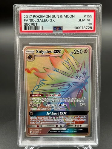 2017 Pokémon Sun & Moon F.A. Solgaleo GX 155/149 Full Art Secret PSA 10