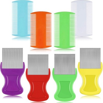 8 Pieces Flea Lice Combs Double Sided Lice and Nit Removal Hair Grooming Plastic
