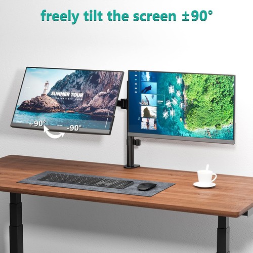 Dual Monitor Desk Mount, Monitor Stand for 2 Monitors Up to 27inch, Dual Moni... - Picture 4 of 9