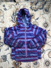 L.L.Bean Jacket Kids 5-6 Blue Striped Hooded Nylon Windbreaker Spring Rain