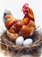 Tile Mural Rustic Farmhouse Hen with Eggs in Nest Kitchen Wall Backsplash