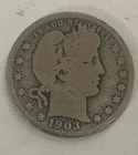 1903 S Barber Quarter 90% Silver Fair condition.