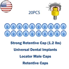 US 20Pcs Dental Universal Blue 1.2lbs Locator Male Caps Standard Xtra-Light Cap