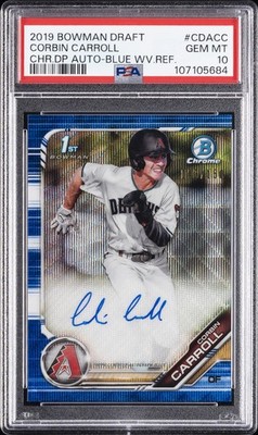 2019 BOWMAN DRAFT CHROME DRAFT PICKS AUTO CORBIN CARROLL 3/150 PSA 10 AUTO