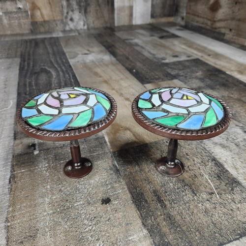 2 PC Tiffany Style Rose Stained Glass Curtain Tie Backs