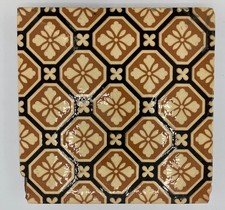 Minton & Co 6" x 6" x 1" Glazed Transfer Printed Encaustic Hearth Tile C1880