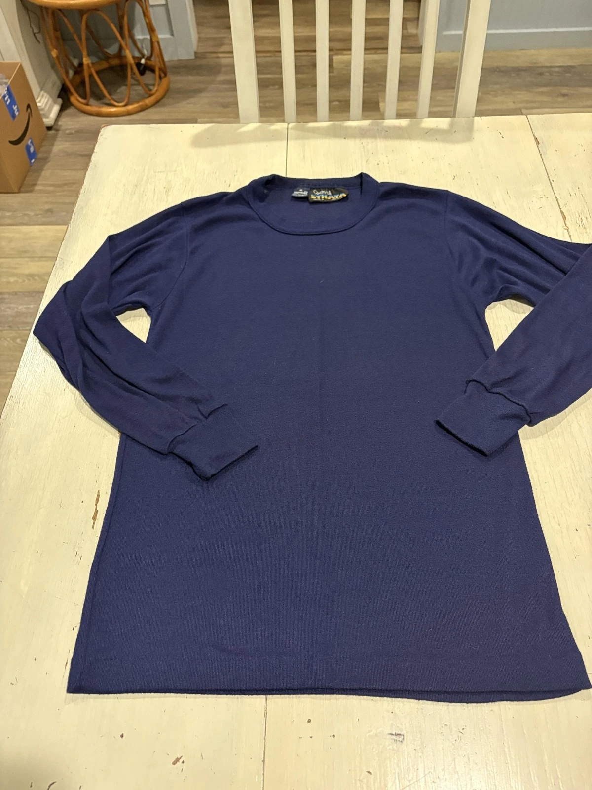 Vintage Kenyon Strata Shirt Mens Medium Blue Long Sleeve Thermal Made USA 80s