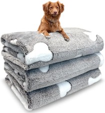 Washable Pet Blankets 3-Pack, Soft Fleece Crate  Bed Covers 41  x 31  