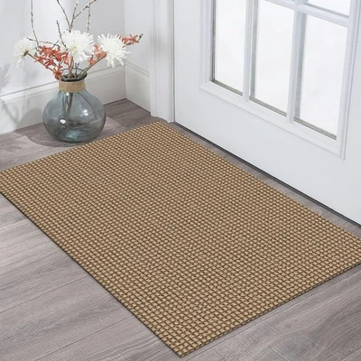 Indoor Door Mat Washable Non Slip Rubber Backed Cotton 2x3 ft Tan/Orange/Brown - Image 1 of 4