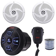 Pyle PLMRBT18MIC Marine Bluetooth Receiver, 2x 4" 100W Max Waterproof Speakers