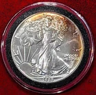 1989 AMERICAN EAGLE ONE OUNCE SILVER DOLLAR WITH COIN HOLDER