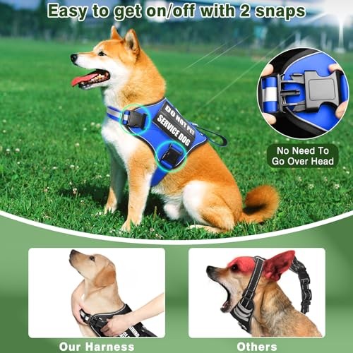 Service Dog Vest Harness and Leash Set+10 Patches,No Pull&Easy Walk Reflective - Picture 7 of 7