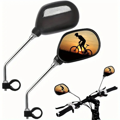 1 Pair Adjustable Bike Rearview Mirrors with Reflective Strip,Mounted, Safety Mi