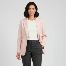 Cabi 5656 Women Pink Blazer Size 10 Tailored Stretch Cotton Jacket Workwear Chic
