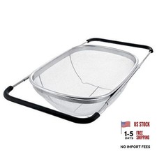 Premium Quality Over-The-Sink Stainless Steel Oval Colander with Fine Mesh