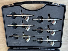 Master Airbrush G63 Studio Set - 6x Dual-Action G23 Airbrushes In Case