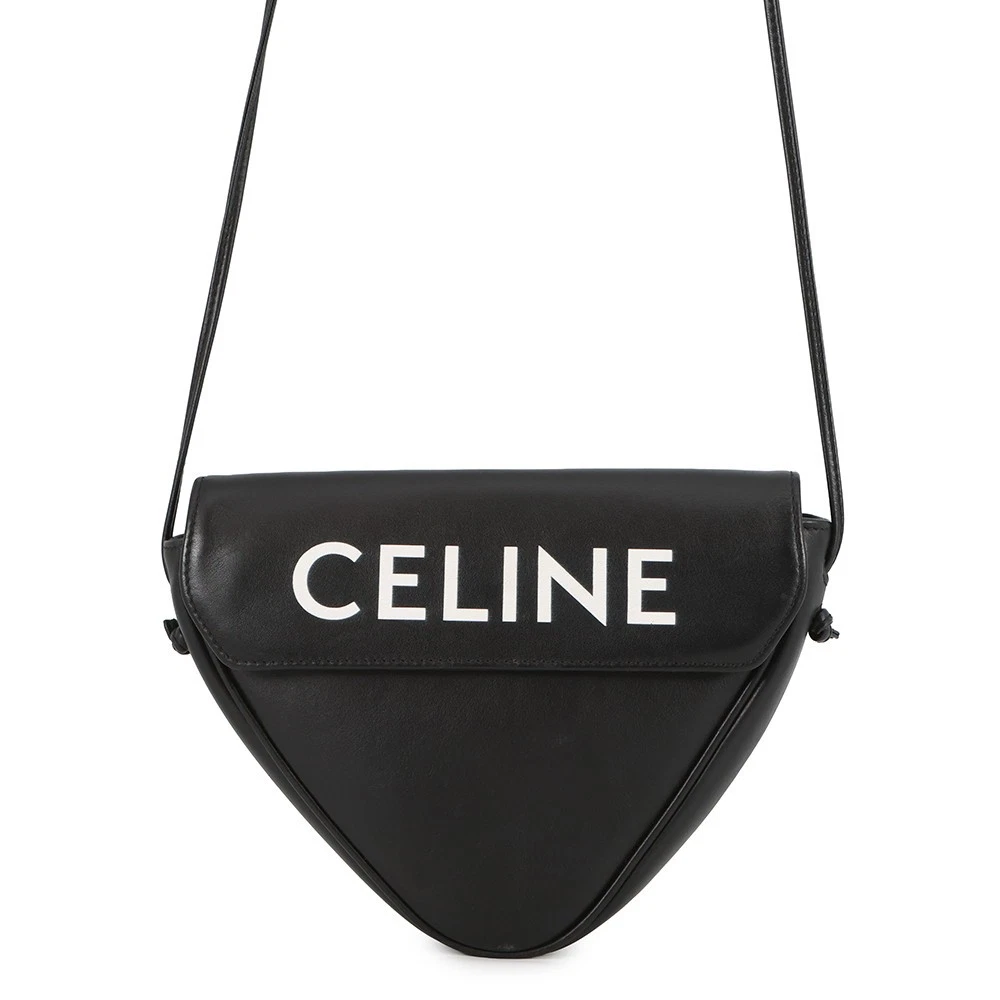 Celine — CELINE Triangle Shoulder Bag Leather Black 19590
