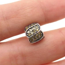 CHAMILIA 925 Sterling Silver Round-Cut Canary C Z Petal Slide Bead Charm