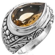 925 Sterling Silver Lavish Teardrop Citrine Sterling Sz 6 Ring