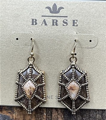 Barse Labyrinth Earrings-Bronzite & African Opal- Bronze- NWT