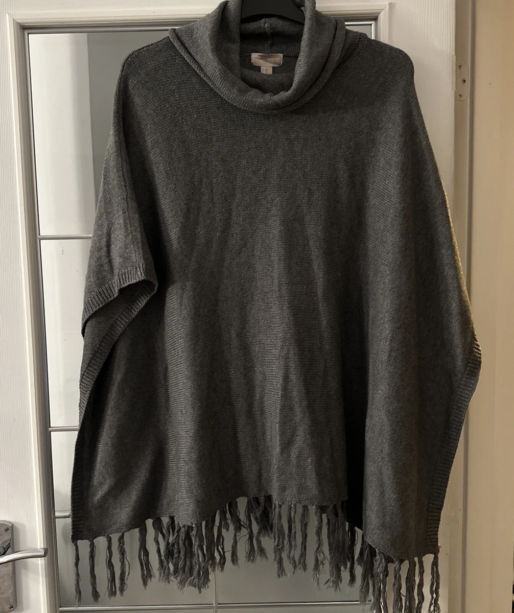 Forever 21 Grey Knitted Roll Neck Poncho M L